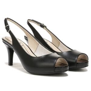 LifeStride Women's 10W Black Teller Peep Toe Pump Heels BR27-18